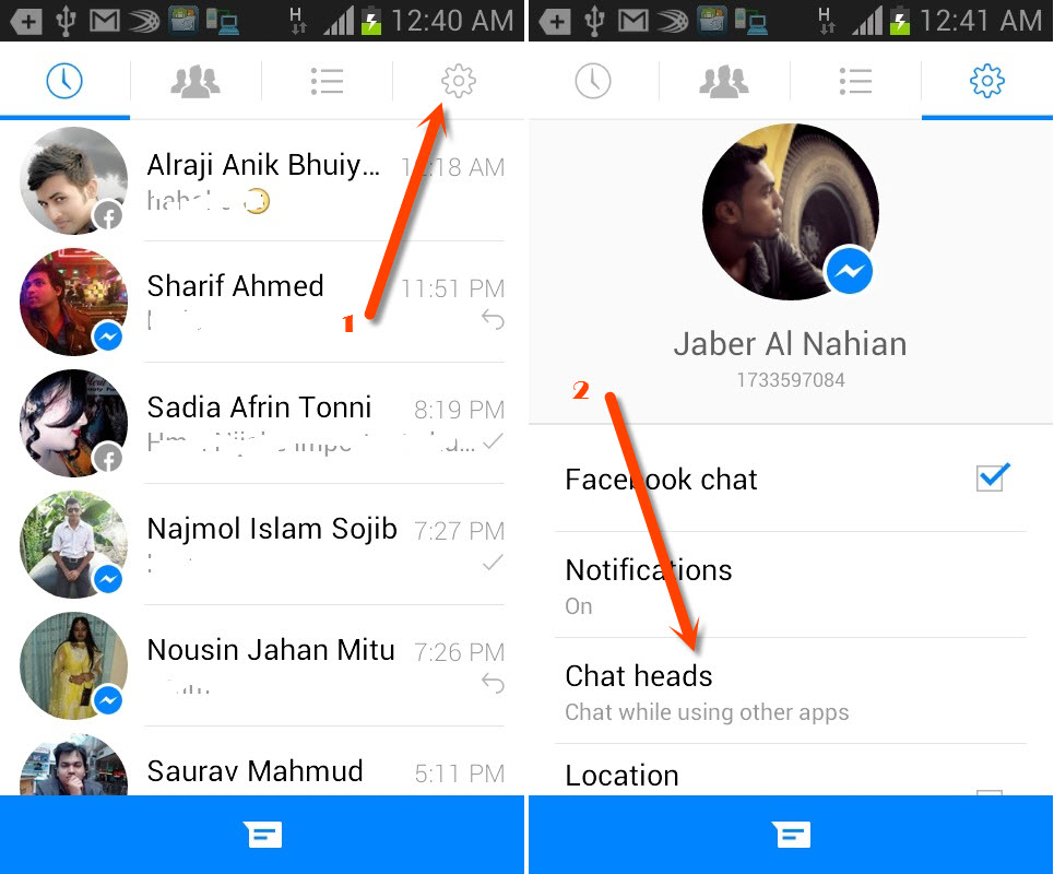 facebook messenger app settings android